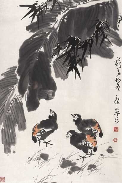康宁 花鸟 镜心